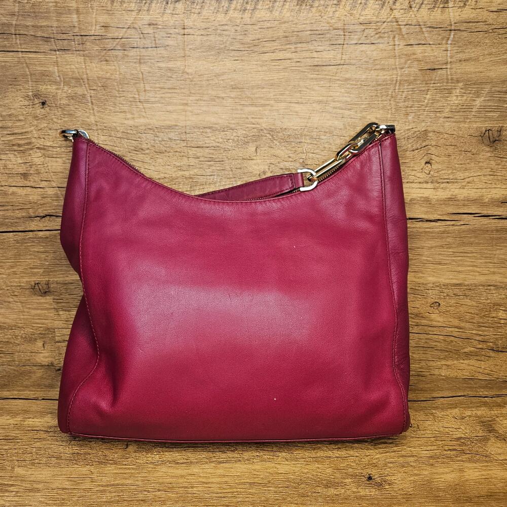 Michael Kors Matilda Red Leather Gold shoulder bag Purse Wristlet Wallet Set - Picture 3 of 12